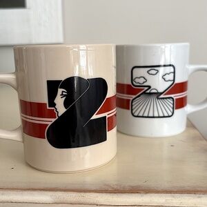 2 Marco Polo Art Deco MCM Fine China Vintage Initial Z Monogram Coffee Mugs Set